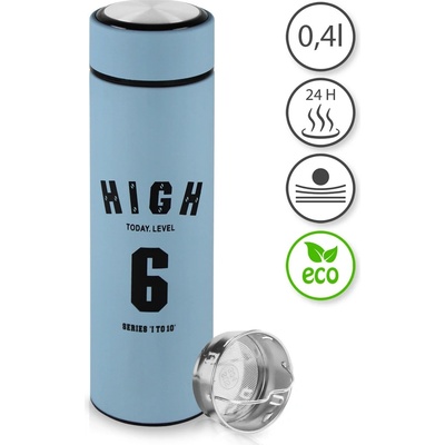 TFY No.93158-2BLUE Termoska na kávu a čaj so sitkom 0,4 L