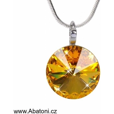 Swarovski Elements Stříbrný náhrdelník (přívěsek + řetízek) žluto oranžový kulatý 54018.3 Sunflower