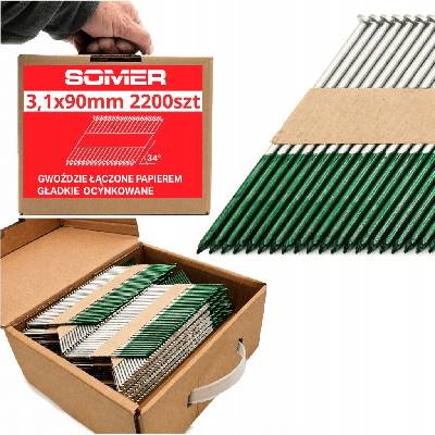 Klince spojené papierom 3,1x90 mm 2200 ks hladké pozinkované