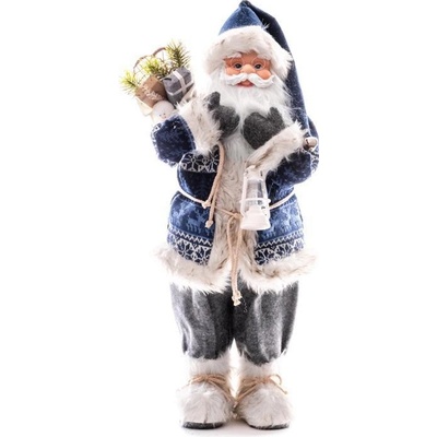 MagicHome Dekorácia Vianoce Santa s batohom a lampášom 46 cm