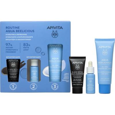 APIVITA Aqua Beelicious Комплект - Гел-крем, Детокс гел и Освежаващ бустер, 40 + 15 + 10 ml