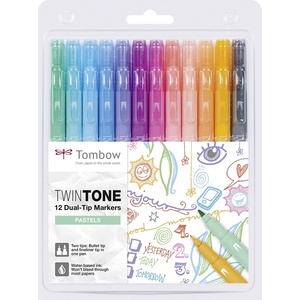 Tombow Marker TwinTone пастел 0, 3/0, 8 (12) (WS-PK-12P-2)