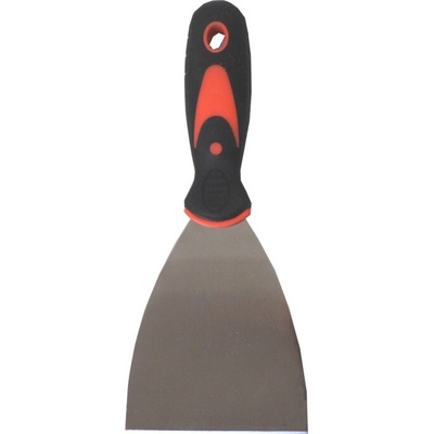 TOPTRADE špachtľa nerezová, s gumenou, ergonomickou rukoväťou, 90 mm, profi
