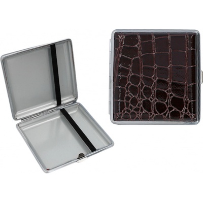 Exclusive Tabatěrka s imitací kůže Kovová Stříbrná