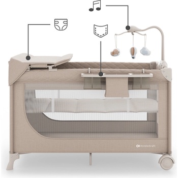KinderKraft LEODY UP сгъваема бебешка кошара с аксесоари BEIGE (KCLEODUPBEG00AC)