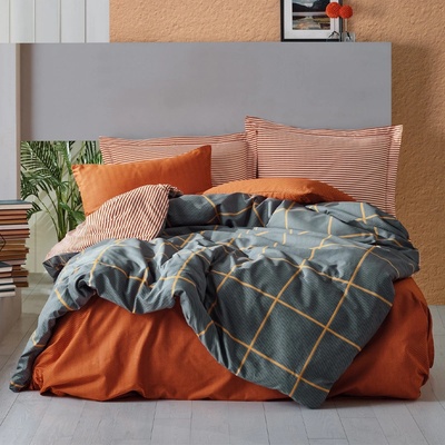TopMebel Комплект калъфки за завивки Stark 3 бр Единични 160x220 канела - тъмносин цвят