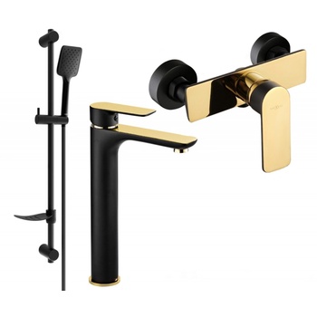 Mexen Alfa DF62 комплект за душ, черно/златно - 745714DF62-75 (745714DF62-75)