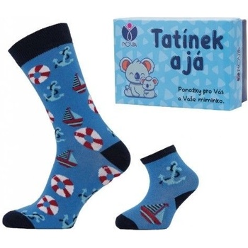 TATÍNEK A JÁ kojenecké a dospělé ponožky NOVIA v dárkové krabičce námořní 1 krabička