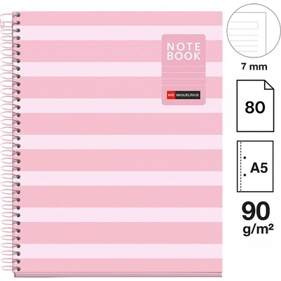 Poznámkový blok Between the Lines NB-1, A5, 90g, karton, 80 listů, linka, Pink