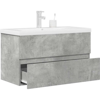 vidaXL Комплект мебели за баня от 2 части бетонно сив инженерно дърво (3324915)