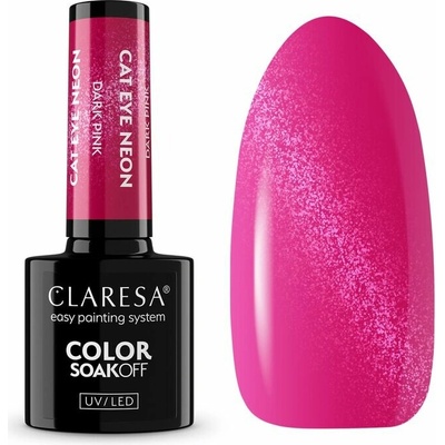 CLARESA hybridný gél lak Cat Eye Neon Dark Pink 5g