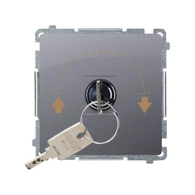 Simon Ovládač žalúzií spínačový 5A/230V na kľúč (SP) strieb. matná metalíza SIMON Basic