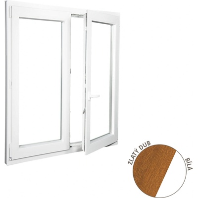 ALUPLAST Plastové okno dvoukřídlé zlatý dub/bílé 100x120 – Sleviste.cz