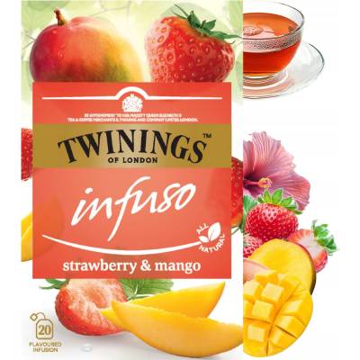 TWININGS ovocný čaj MANGO & JAHODA 20 vreciek 40 g