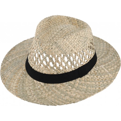 Slaměný klobouk z mořské trávy s černou stuhou Fedora