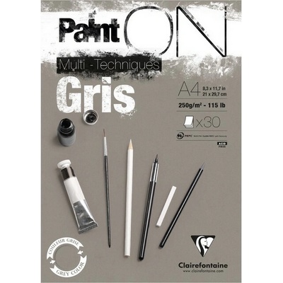 Clairefontaine Blok Paint on Grey A4 30 listů 250 g