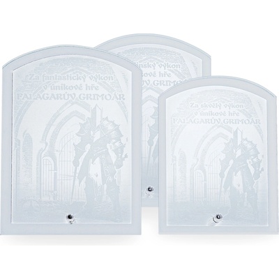 Skleněná plaketa s laserovým gravírováním 120x155 mm