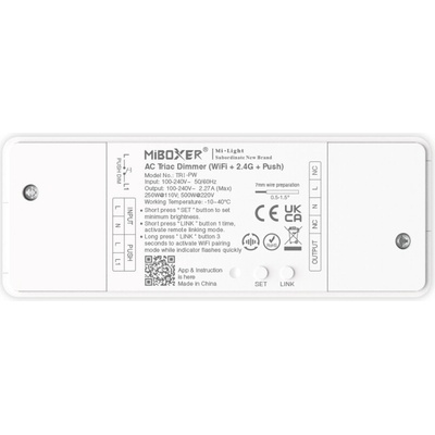 Triakový stmívač Mi-Light TRI-PZ pro LED 230V 2,4GHz+ZigBee PUSH DIM 500W