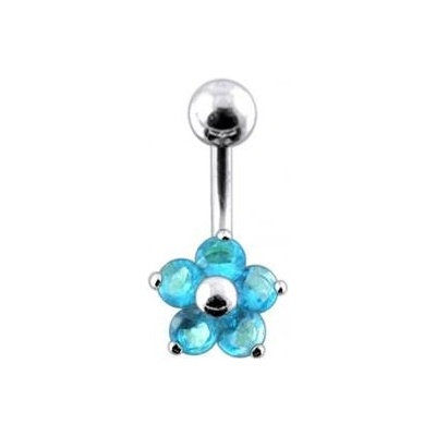 Šperky4U stříbrný piercing do pupíku kytička BP01070-Q