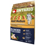 ONTARIO Adult Medium Chicken & Potatoes - пълноценна храна за пораснали кучета от средни породи с пиле и картофи 2, 25 кг, Чехия 214-10635