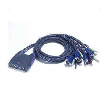 ATEN KVM превключвател ATEN CS64US, От 1 конзола към 4 PC, От 2 x USB A, 1 x VGA, 1 x 3.5 mm към 4 x USB A, 4 x VGA, 4 x 3.5 mm, Син, ATEN-CS64USB