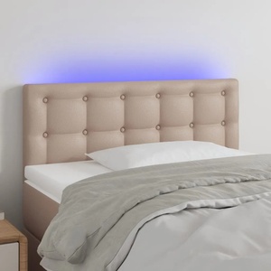 vidaXL LED Горна табла за легло, капучино, 90x5x78/88 см (3121695)