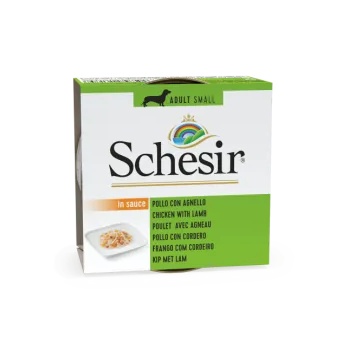 Schesir - Консервирана храна за кучета от малки породи, с пилешко и агнешко месо, 85 гр. / 3 броя