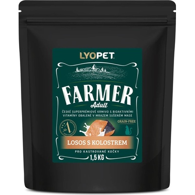 LYOPET Farmer Castrate Cat Losos sardinka a kolostrum 1,5 kg