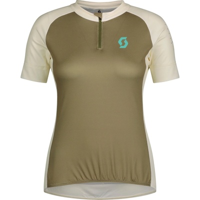 Scott Дамска фланелка с къс ръкав за колоездене Scott Women's Jersey Endurance 20 S/S Cycling jersey - Hay Green / Cotton White - размер XL (156-2311-0115)