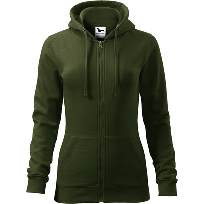 MALFINI Malfini trendy zipper 411 / Дамско кенгуру яке с цип по цялата дължина и качулка - милитари s (4116913)