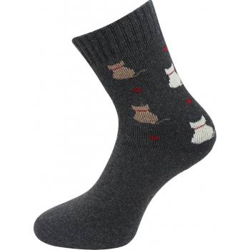 Biju dámské froté ponožky s potiskem kočiček TNV9231 9001503-2 9001503E tmavě šedé