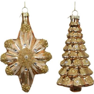 Decoris NENURODYTA_V Vánoční hračka na stromeček 123924, zlatá, sklo