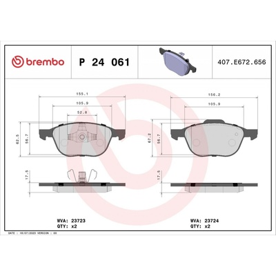 Sada brzdových destiček, kotoučová brzda BREMBO P 24 061 P 24 061 – Hledejceny.cz