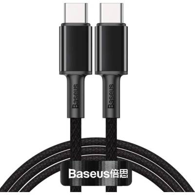 Baseus High Density Braided USB-C to USB-C Cable PD 2.0 100W (CATGD-A01) - здрав кабел с въжена оплетка за бързо зареждане за устройства с USB-C порт (200 см) (черен)