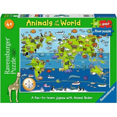 RAVENSBURGER Obrovské podlahové Zvieratá sveta 60 dielov