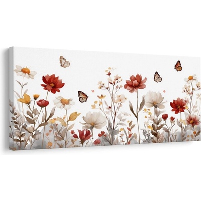 Obraz rozkvetlá louka s motýly - 120x60