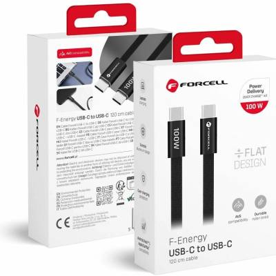 Forcell CCFN23 USB-C / USB-C plochý 100W PD QC4.0 AVS 1,2m černý