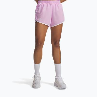 Дамски шорти за бягане Under Armour Fly By 3 pink dawn/white