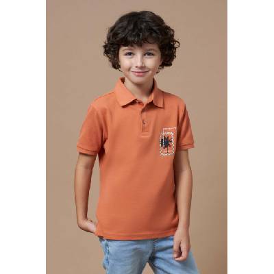 MAYORAL Детска памучна тениска с яка Mayoral в оранжево с принт (6112.7C.Junior.PPYH)