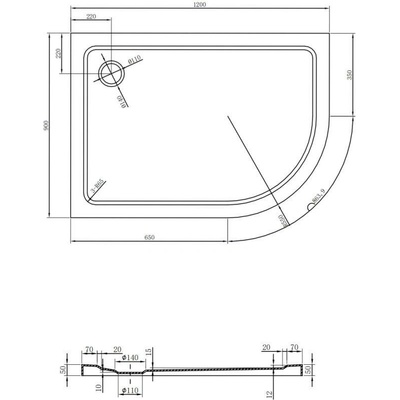 Mexen Flat slim 120 x 90 cm 41709012L-G
