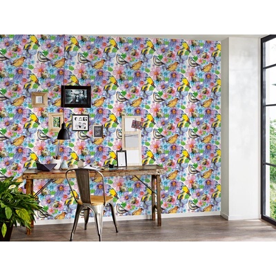 DIMEX ART Луксозна флизелинова тапета пъстри птици с цветя