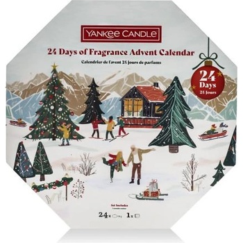 Yankee Candle 24 Days of Fragrance Advent Calendar подаръчен комплект: чаени свещи 24 x 9, 8 g + стъклен държач за чаени свещи