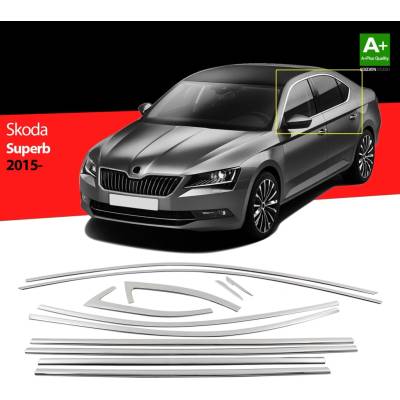 Nerez obloženie okien Škoda Superb III 2015-2019 12 ks sedan