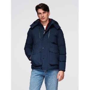 Ombre Clothing Мъжко зимно яке със съемна качулка от водоустойчива тканина - тъмно синьо V1 OM-JAHP-0306 Ombre Clothing Ombre Clothing | Sin | МЪЖЕ | S