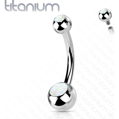 Šperky4U piercing do pupíku banánek titan opál TIT1186-OP17