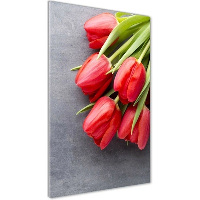 Vertikálny fotoobraz na skle Červené tulipány 50x100 cm