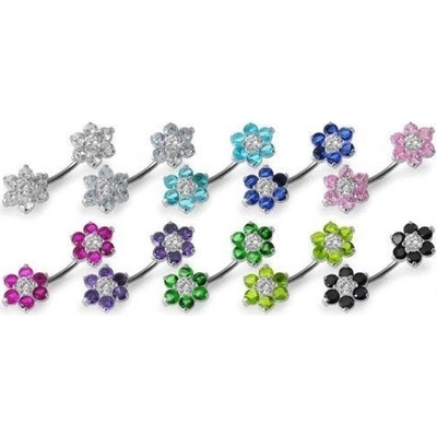 Šperky4U stříbrný piercing do pupíku kytičky BP01108-E
