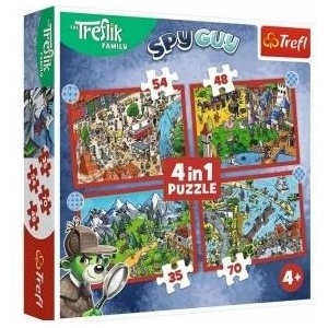 Trefl Puzzle 4w1 Podróże Treflików TREFL