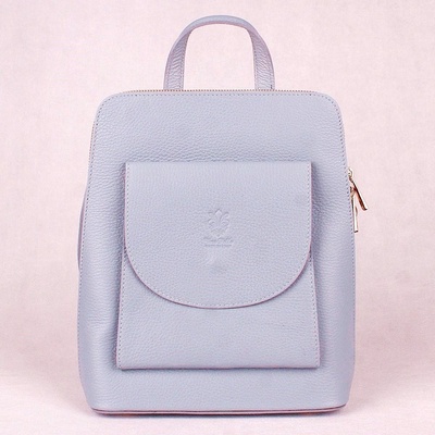 Světlemodrý kožený batoh/crossbody kabelka no. 40