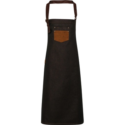 Premier Zástěra Division PR 136 s laclem denim COT390136h4599-black/tan Černá/hnědá